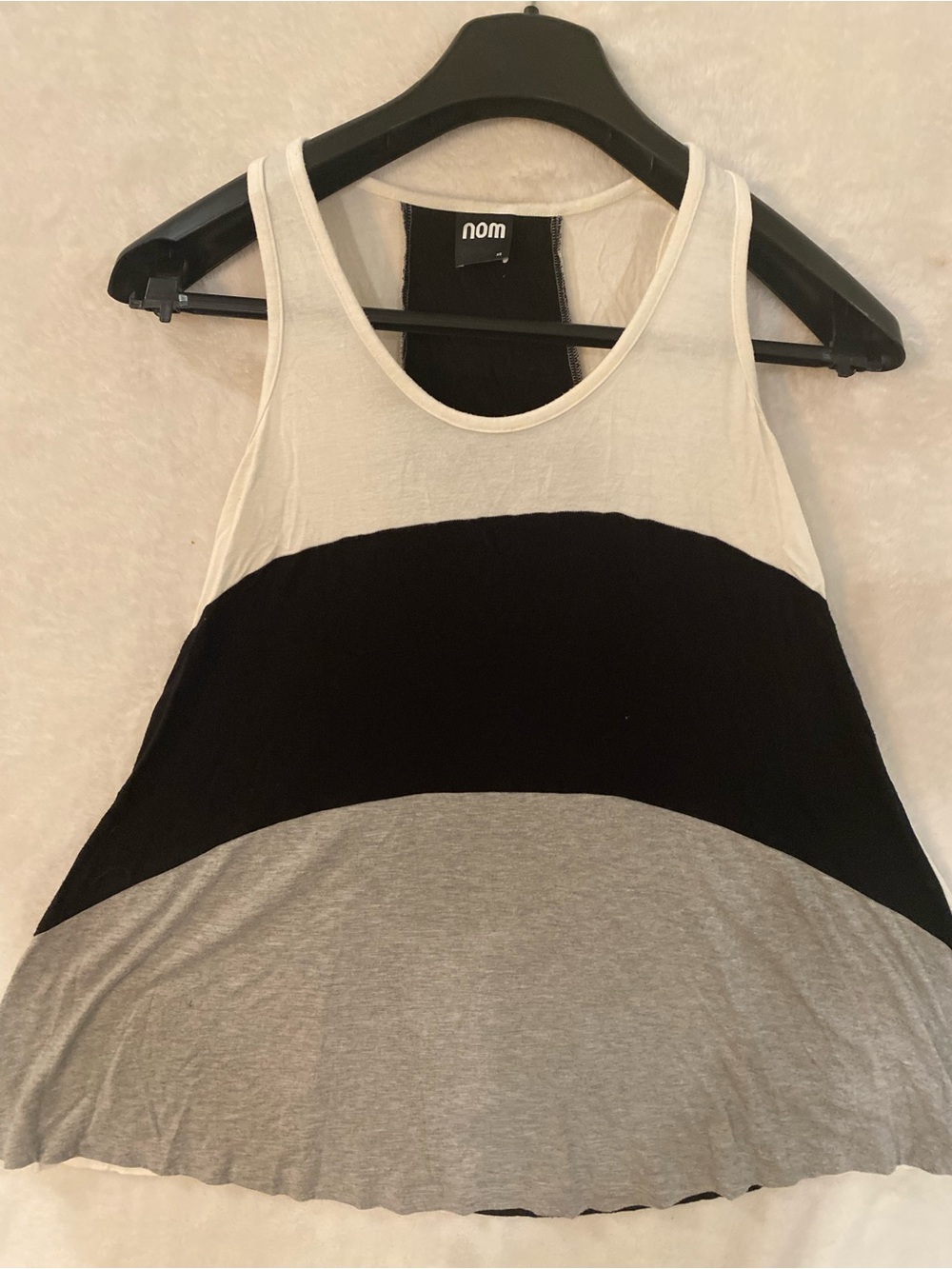 Nom White Black Gray Colorblock Scoop Neck Tank Top US S